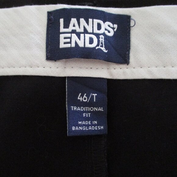 Lands' End Pleated Front Mens Black Cotton Expandable Short Pant NWOT - Size 46W - Picture 2 of 2